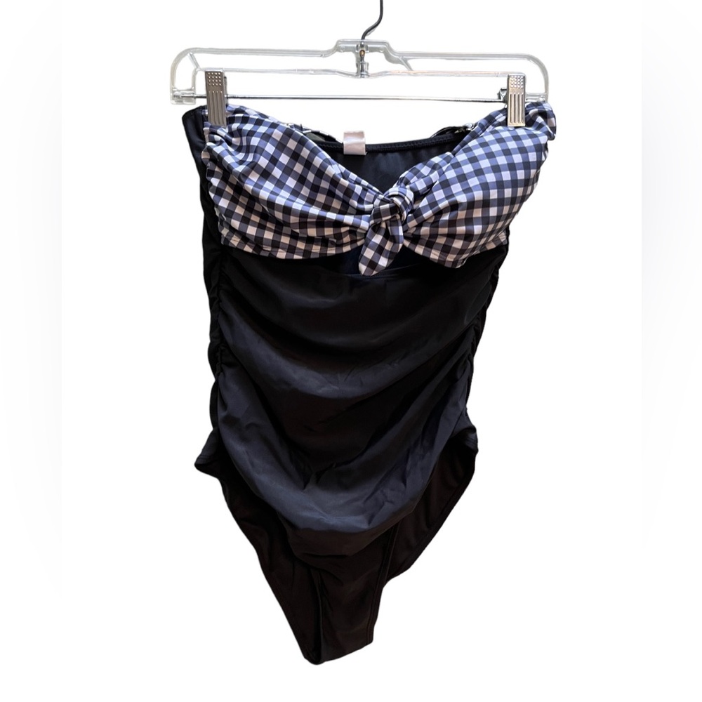 Woman’s one piece gingham and black one piece